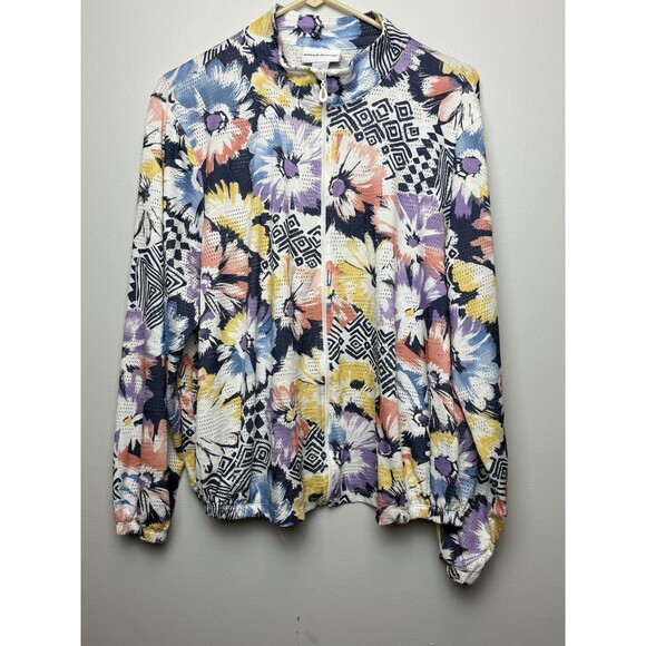 Alfred Dunner Blazer Jacket XL Zip Front Tropical Resort Lightweight Jacket - Picture 1 of 5